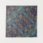 Tenture Murale Blue Gold Aqua Stars Gears Celestial Motif (Devant)