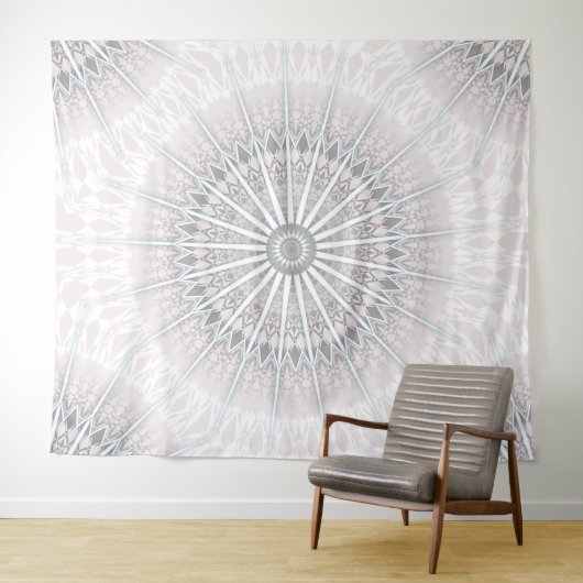 Tenture Murale Blush Gris Neutre Bohème Mandala (En situation (horizontale))