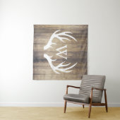 Tenture Murale Bois blanc de grange d'andouillers de cerfs (En situation (horizontale))