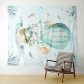 Tenture Murale Bonne Pâques Cute Bunny & Balloons Design (En situation (horizontale))