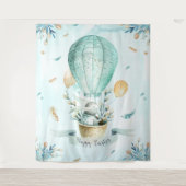 Tenture Murale Bonne Pâques Cute Bunny & Balloons Design (Devant)