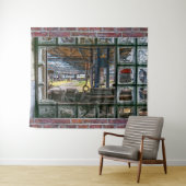 Tenture Murale Brick Wall Broché Fenêtre Graffiti Mur Art (En situation (horizontale))