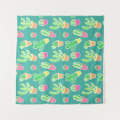 Tenture Murale Cactus au néon d'aquarelle dans le motif de pots (Devant)