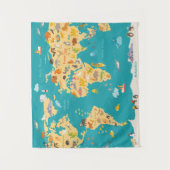 Tenture Murale Carte animale du monde pour des enfants (Devant)