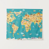 Tenture Murale Carte animale du monde pour des enfants (Devant (Horizontal))