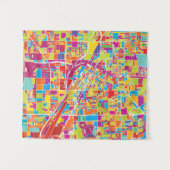 Tenture Murale Carte de Las Vegas coloré, Nevada (Devant (Horizontal))