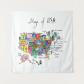 Tenture Murale Carte des attractions des Etats-Unis d'Amérique (Devant (Horizontal))