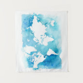 Tenture Murale Carte du monde dans des bleus d'aquarelle (Devant)