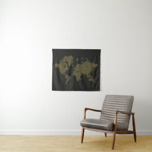Tenture Murale Carte du monde numérique
