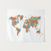 Tenture Murale Carte géométrique abstraite du monde (Devant (Horizontal))