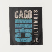 Tenture Murale Carte graphique de Chicago, l'Illinois | (Devant)