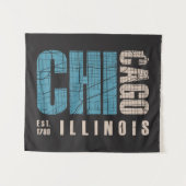 Tenture Murale Carte graphique de Chicago, l'Illinois | (Devant (Horizontal))