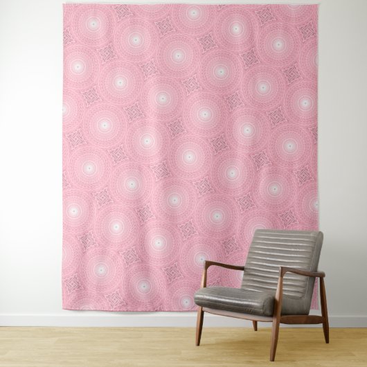 Tenture Murale Cercles roses motif (En situation)