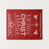 Tenture Murale Chandail de Noël moche Joyeux Christ Rouge Religie (Devant (Horizontal))