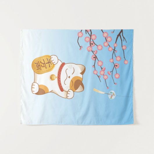 Tenture Murale Chat Calico Lucky Japonais, Maneki Neko (Devant (Horizontal))