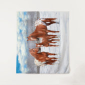 Tenture Murale Chestnut Appaloosa Sorrel Quarter Chevaux en Neige (Devant)