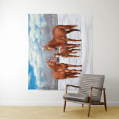 Tenture Murale Chestnut Sorrel Quarter Chevaux En Neige (En situation)