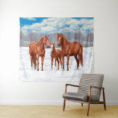 Tenture Murale Chestnut Sorrel Quarter Chevaux En Neige (En situation (horizontale))