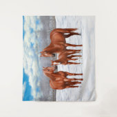 Tenture Murale Chestnut Sorrel Quarter Chevaux En Neige (Devant)