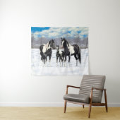 Tenture Murale Cheval Pinto Quarter Noir Chevaux Paint Chevaux Da (En situation (horizontale))