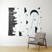 Tenture Murale Ciel nocturne noir et blanc moderne de paysage (En situation (horizontale))