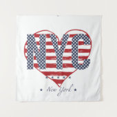 Tenture Murale Coeur de drapeau américain de NYC (Devant (Horizontal))
