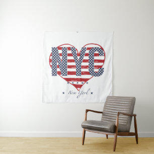 Tenture Murale Coeur de drapeau américain de NYC