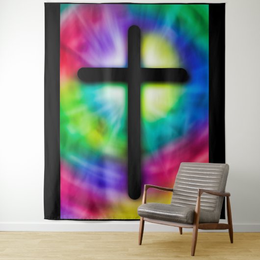 Tenture Murale Colorant CrossTapestry religieux de cravate (En situation)