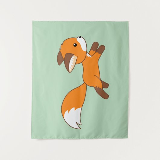 Tenture Murale Coureur de renard mignon sur vert (Devant)