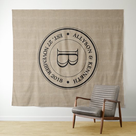 Tenture Murale Créez votre propre logo Burlap Anniversaire Monogr (En situation (horizontale))