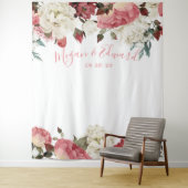 Tenture Murale Décor de réception de mariage floral rose (En situation)