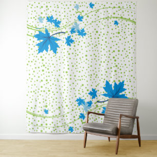 Tenture Murale Feuille bleu et vert pois