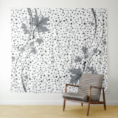 Tenture Murale Feuille gris et pois noir (En situation (horizontale))