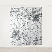 Tenture Murale Feuille gris et pois noir (Devant)