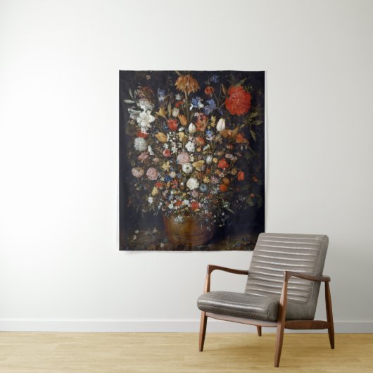 Tenture Murale Fleurs dans un bateau en bois Jan Brueghel l'aîné (En situation)