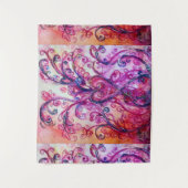 TENTURE MURALE FLEURS FANTAISISTES FUCHSIA ROSE AVEC COEUR (Devant)