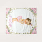 Tenture Murale Fond de grande fête prénatale pour filles (Devant (Horizontal))