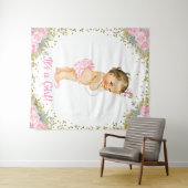 Tenture Murale Fond de grande fête prénatale pour filles (En situation (horizontale))