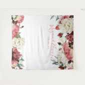 Tenture Murale Fond de mariage floral rose pour réception de mari (Devant (Horizontal))