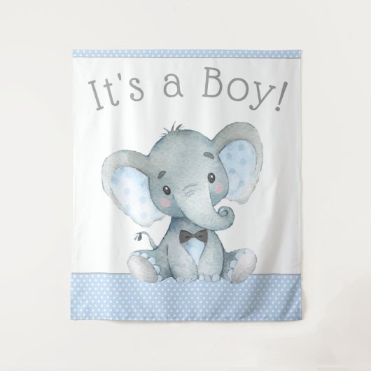 Tenture Murale Fond de salle pour Baby Shower Éléphant (Devant)