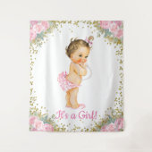 Tenture Murale Fond de salle pour Baby Shower Fille Géante (Devant)