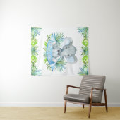 Tenture Murale Fond de salle pour Baby Shower Garçon Éléphant (En situation (horizontale))