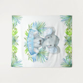 Tenture Murale Fond de shower bébé éléphant garçon (Devant (Horizontal))