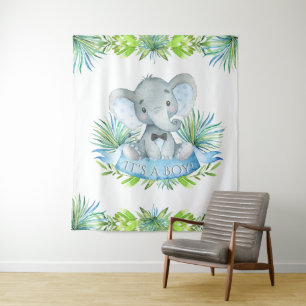 Tenture Murale Fond de shower bébé éléphant garçon