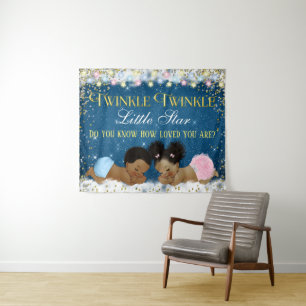 Tenture Murale Fond de toile de fond pour Baby Shower 'Twinkle Tw