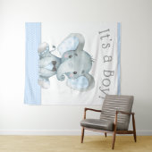 Tenture Murale Fond de toile de fond pour une baby shower éléphan (En situation (horizontale))