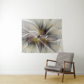 Tenture Murale Fractale florale, Fleur Imaginaire aux couleurs de (En situation (horizontale))