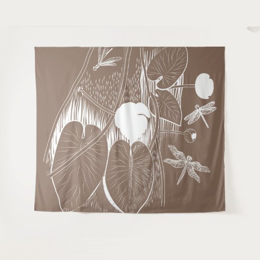 Tenture Murale Gravure de nénuphars (Devant (Horizontal))