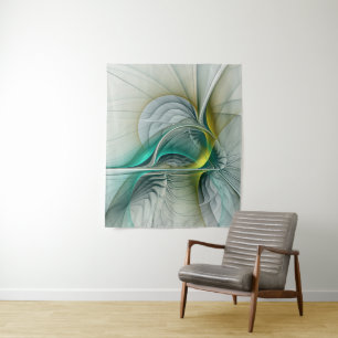 Tenture Murale Hypnotique Abstrait Golden Turquoise Turquoise Fra