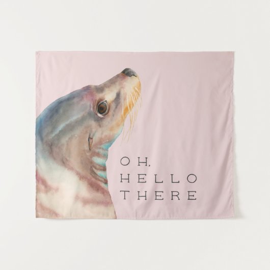 Tenture Murale Illustration du lion de mer | Ajouter Votre Texte  (Devant (Horizontal))